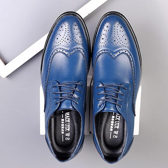 Wingtip Dress Shoes with Lace Closure and Uniform Surface for Men