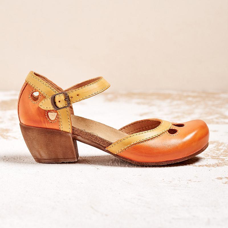 Heeled Sandals for Women – Block Heel & Cut-Out Upper