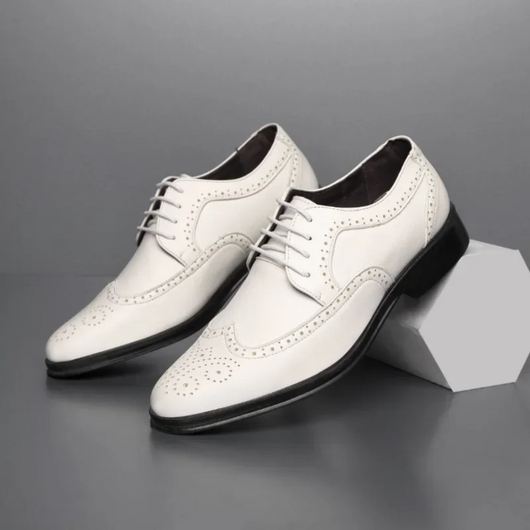 Wingtip Dress Shoes with Lace Closure and Uniform Surface for Men