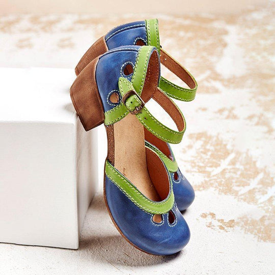 Heeled Sandals for Women – Block Heel & Cut-Out Upper