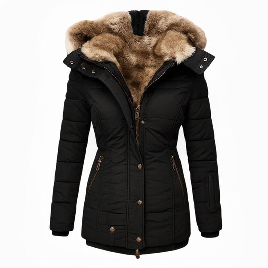 Olivia – Women’s Winter Coat with Faux Fur Lining, Warm, Fitted, and Hooded