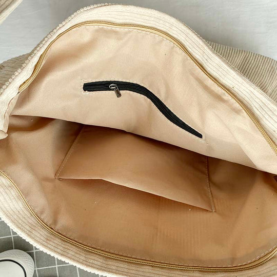 Ribbed Texture Shoulder Bag with Adjustable Strap – For Women