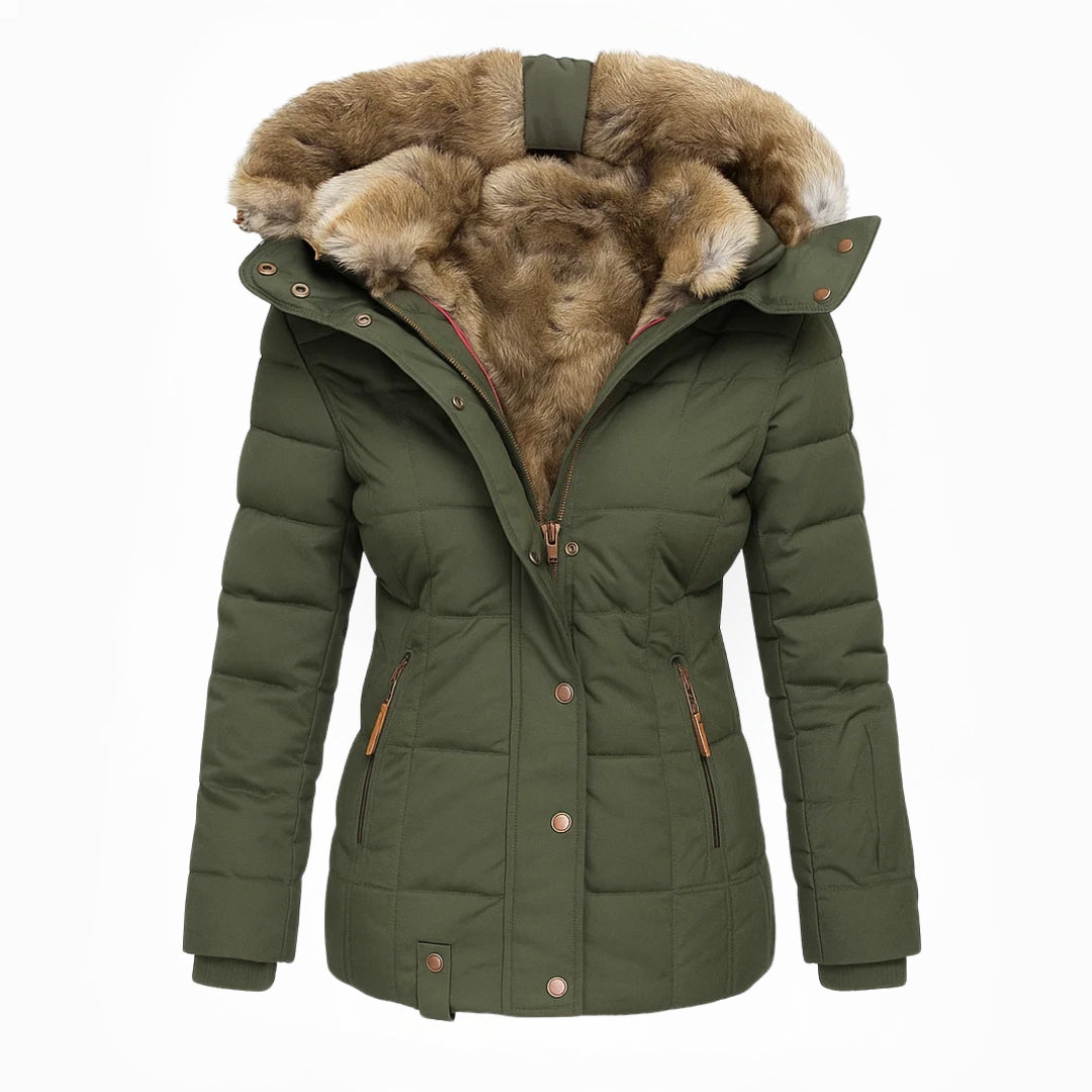 Olivia – Women’s Winter Coat with Faux Fur Lining, Warm, Fitted, and Hooded