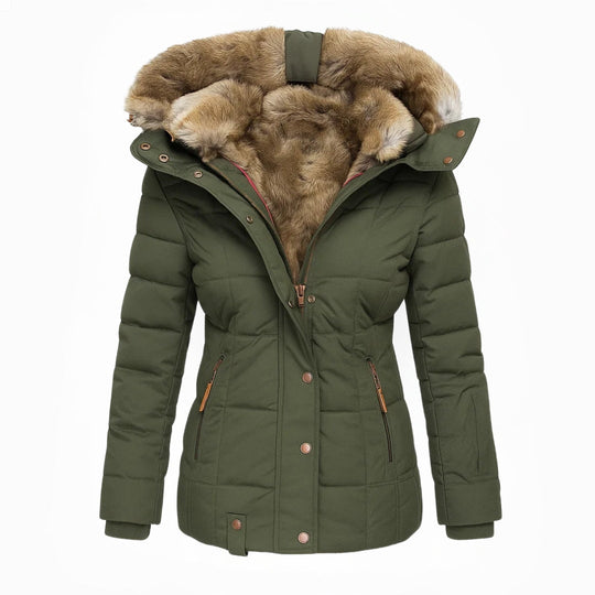 Olivia – Women’s Winter Coat with Faux Fur Lining, Warm, Fitted, and Hooded