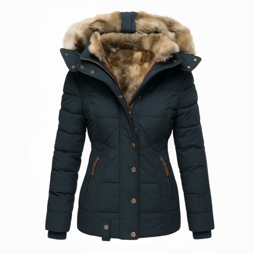 Olivia – Women’s Winter Coat with Faux Fur Lining, Warm, Fitted, and Hooded