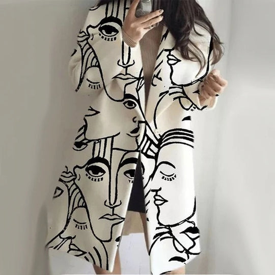 Claire – Women’s Long Coat with Lapel Collar