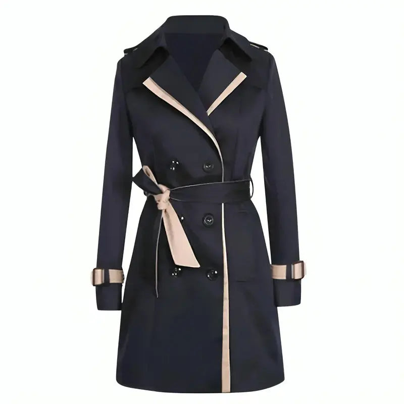 Long Belted Trench Coat for Women Azzoria