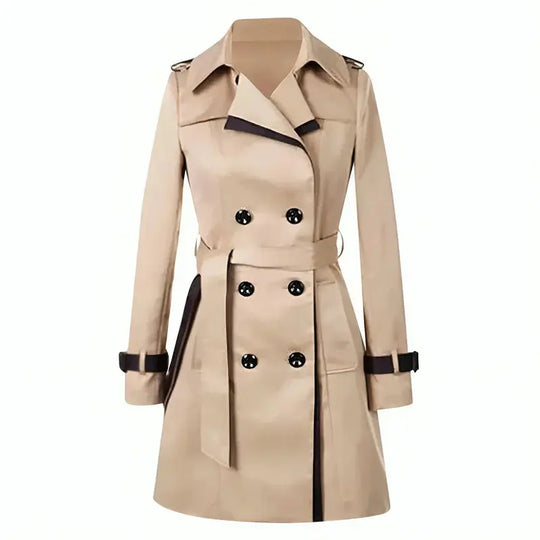 Long Belted Trench Coat for Women Azzoria