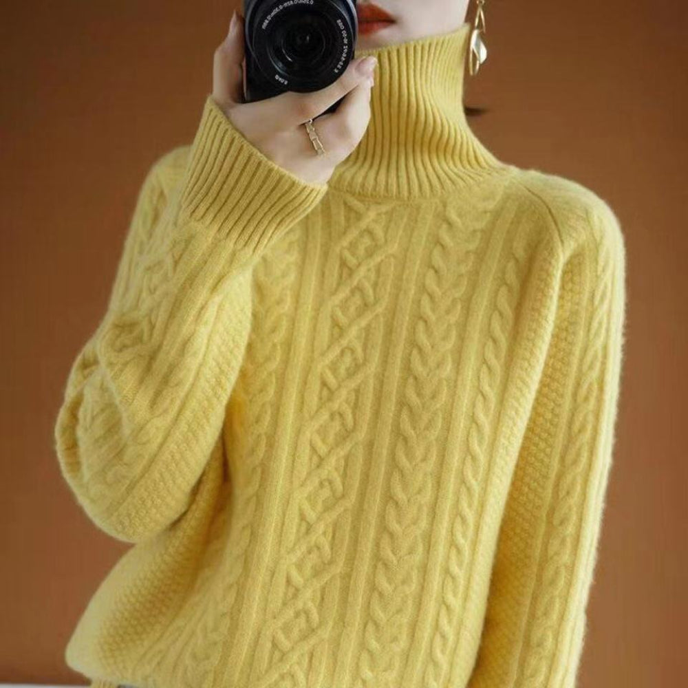Cable-Knit Turtleneck Sweater for Women