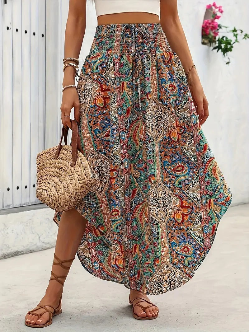Chevron Pattern Midi Skirt for Women