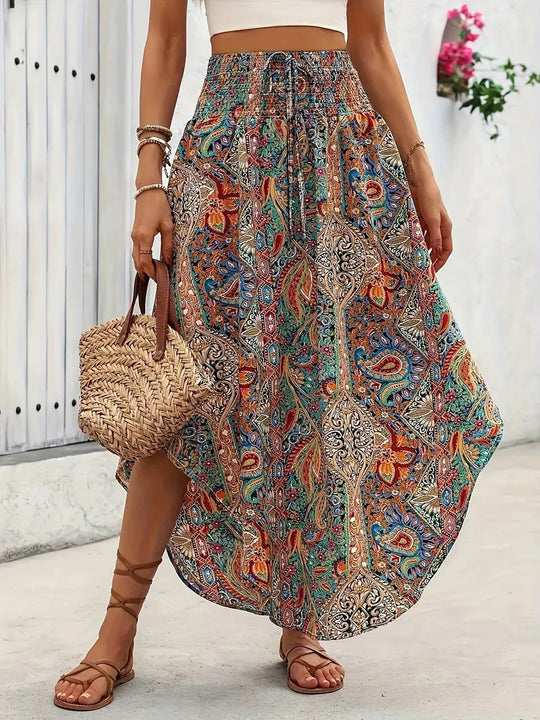 Chevron Pattern Midi Skirt for Women