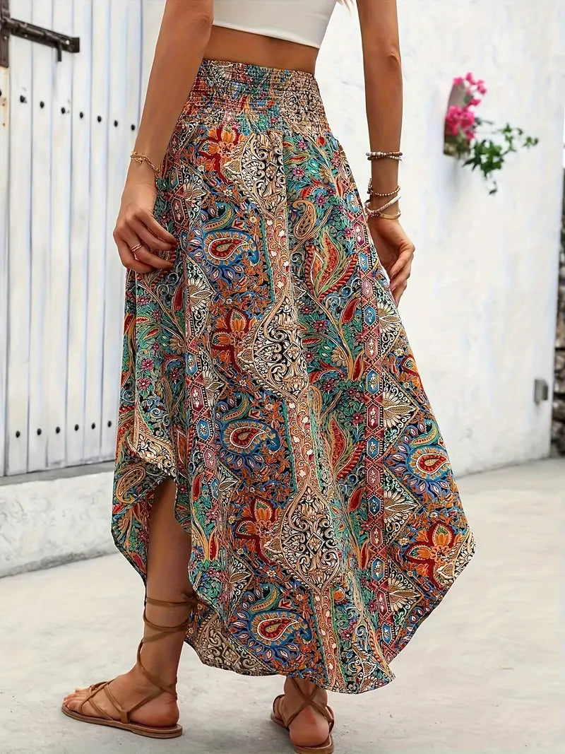 Chevron Pattern Midi Skirt for Women