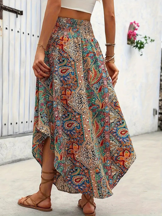 Chevron Pattern Midi Skirt for Women