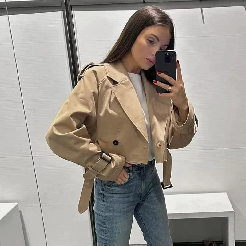 Cropped Trench Coat for Women