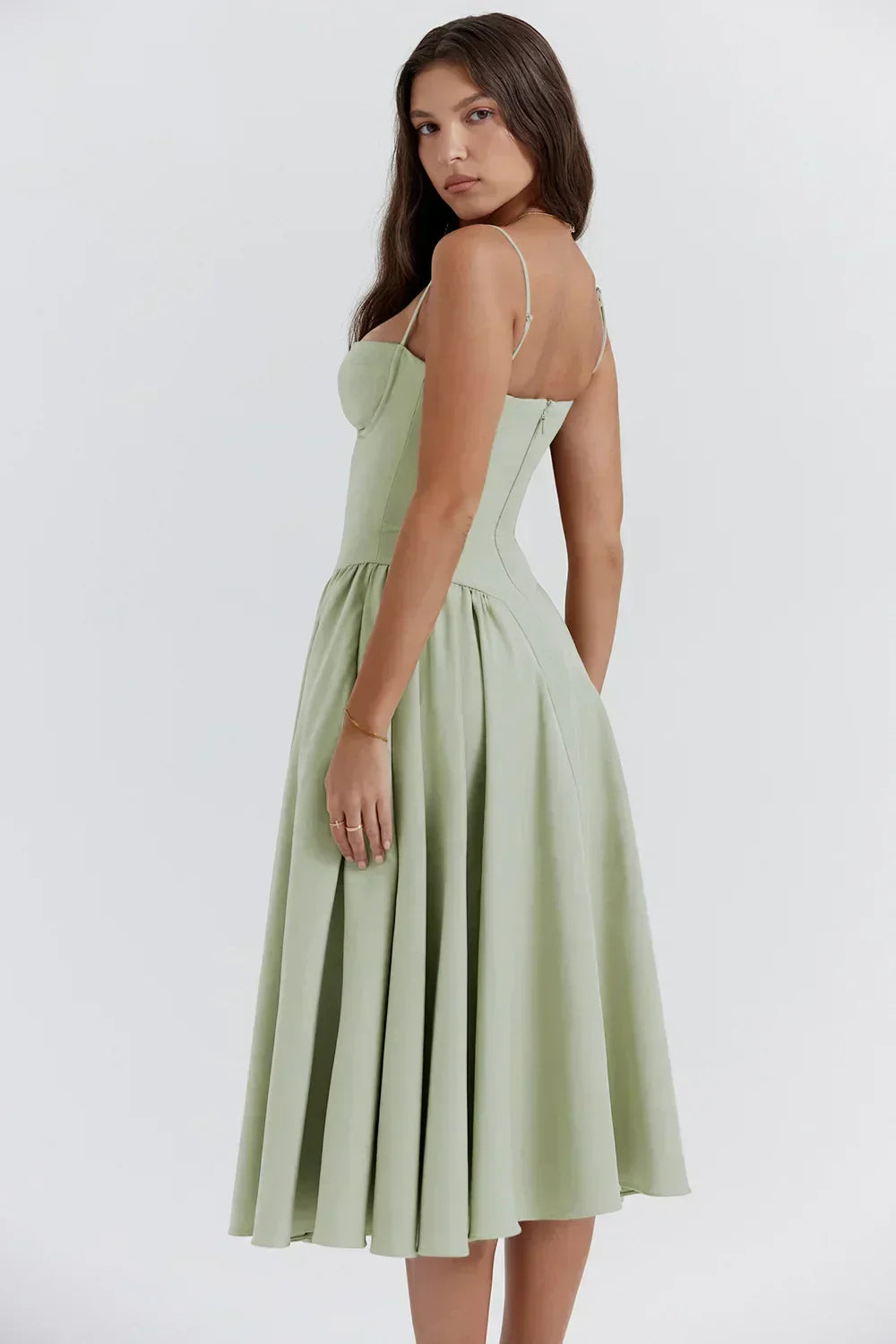 Defined Bodice Midi Dress for Women