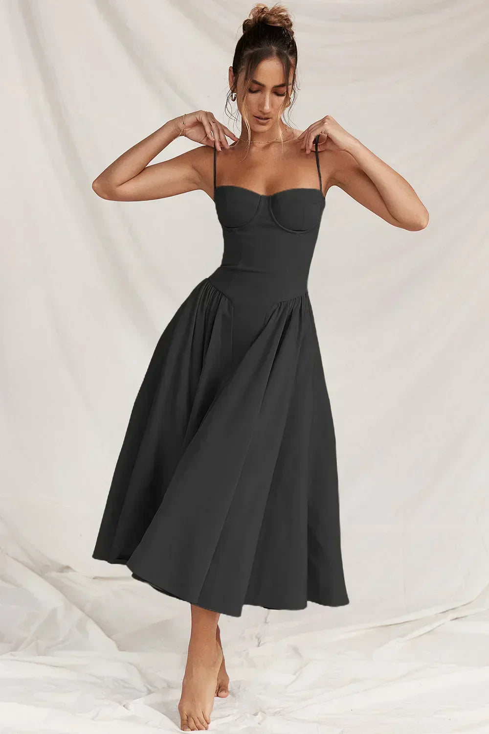 Defined Bodice Midi Dress for Women