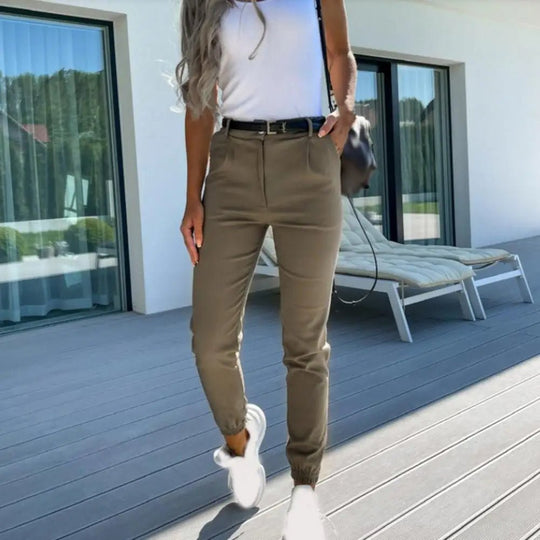 Elastic Cuff Tapered Trousers for Women