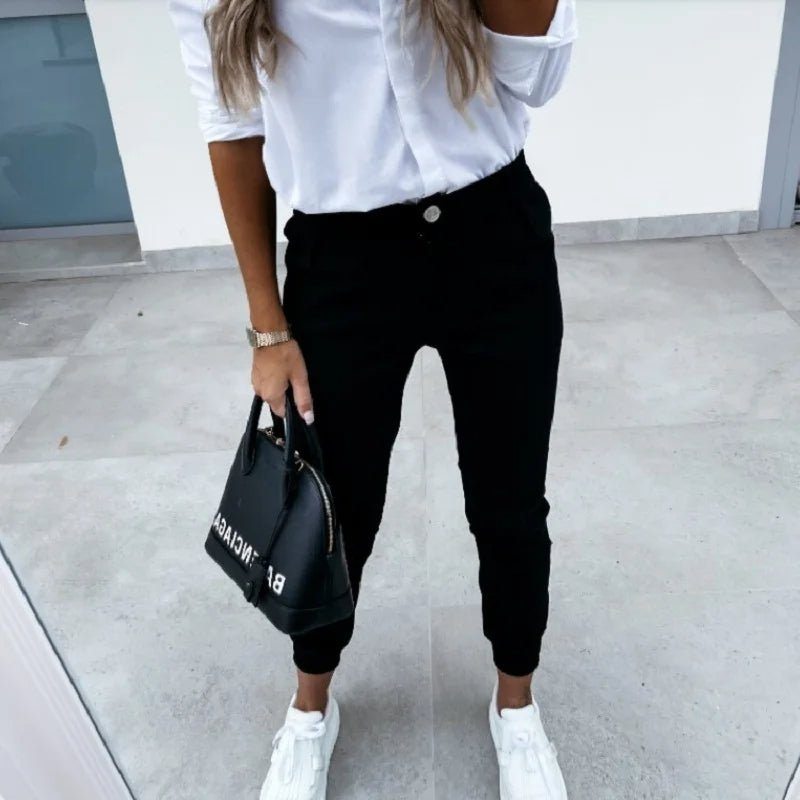 Elastic Cuff Tapered Trousers for Women
