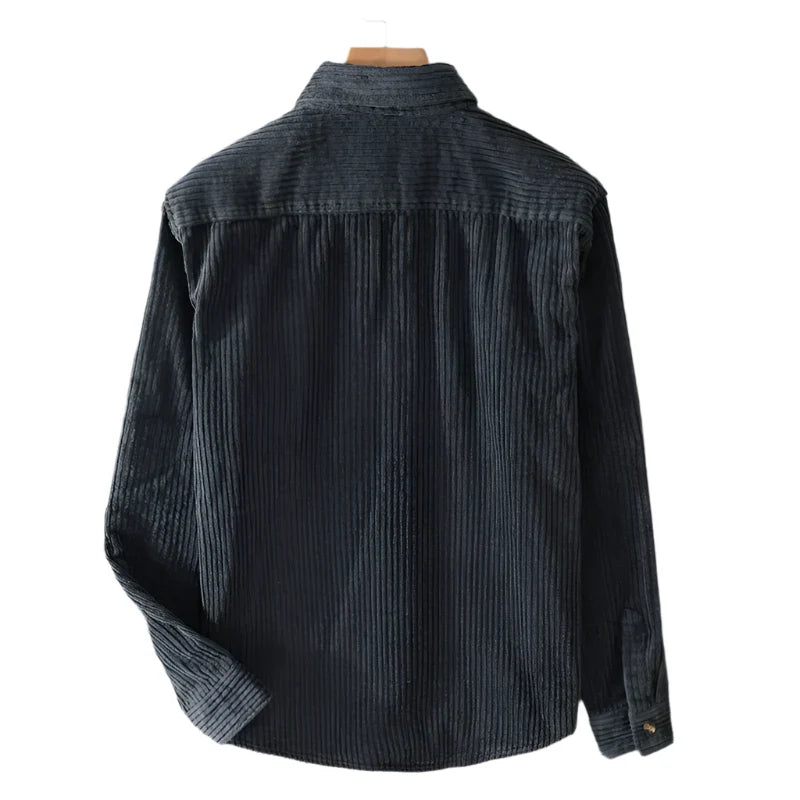 Fine-Ribbed Button-Up Shirt for Men