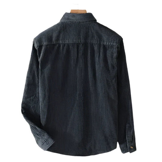 Fine-Ribbed Button-Up Shirt for Men