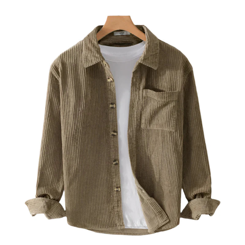 Fine-Ribbed Button-Up Shirt for Men