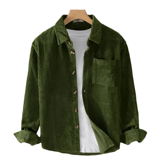 Fine-Ribbed Button-Up Shirt for Men