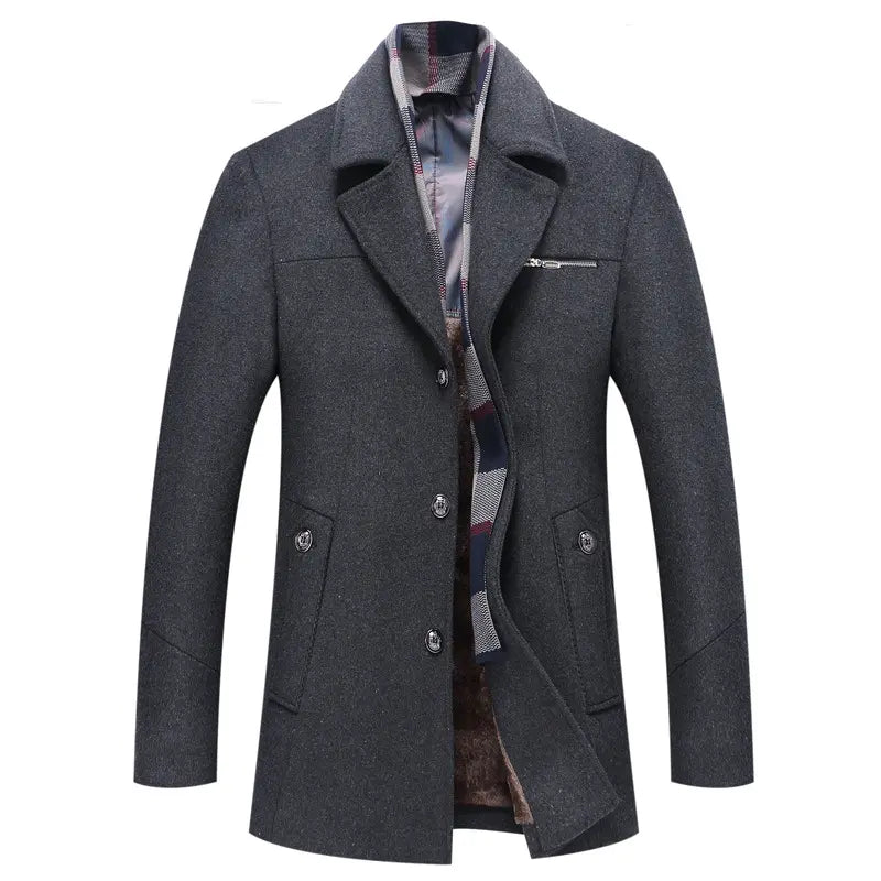 Fleece-Lined Coat with Plaid Collar for Men Azzoria