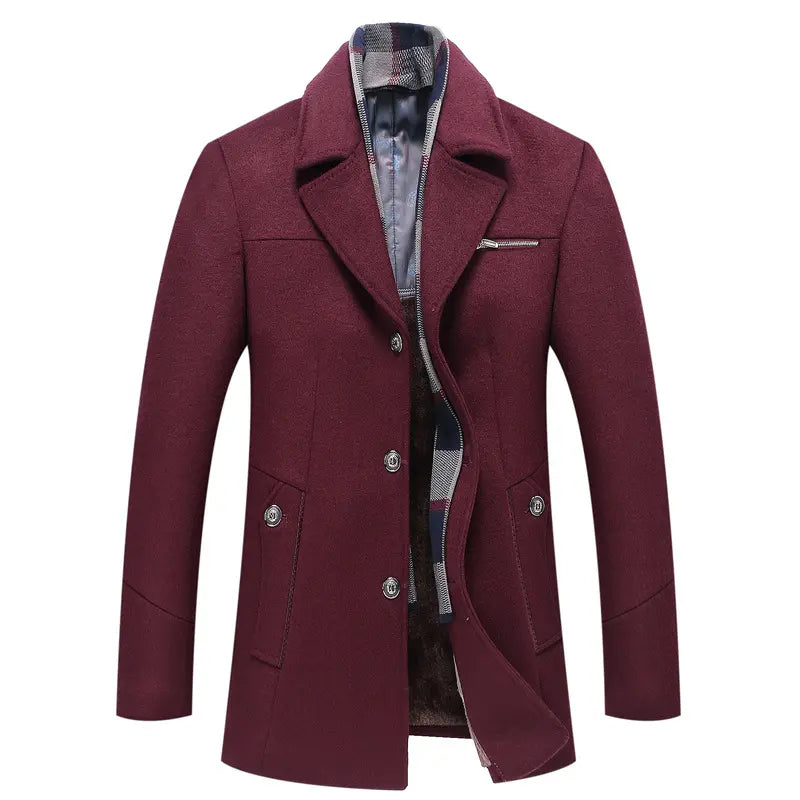 Fleece-Lined Coat with Plaid Collar for Men Azzoria