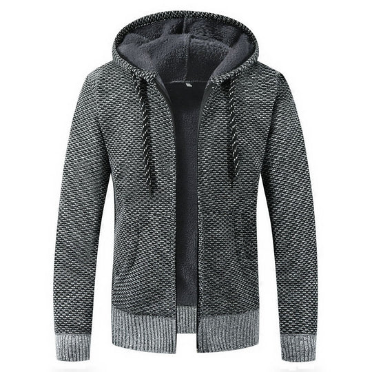 Fleece-Lined Knit Hoodie for Men