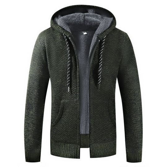 Fleece-Lined Knit Hoodie for Men