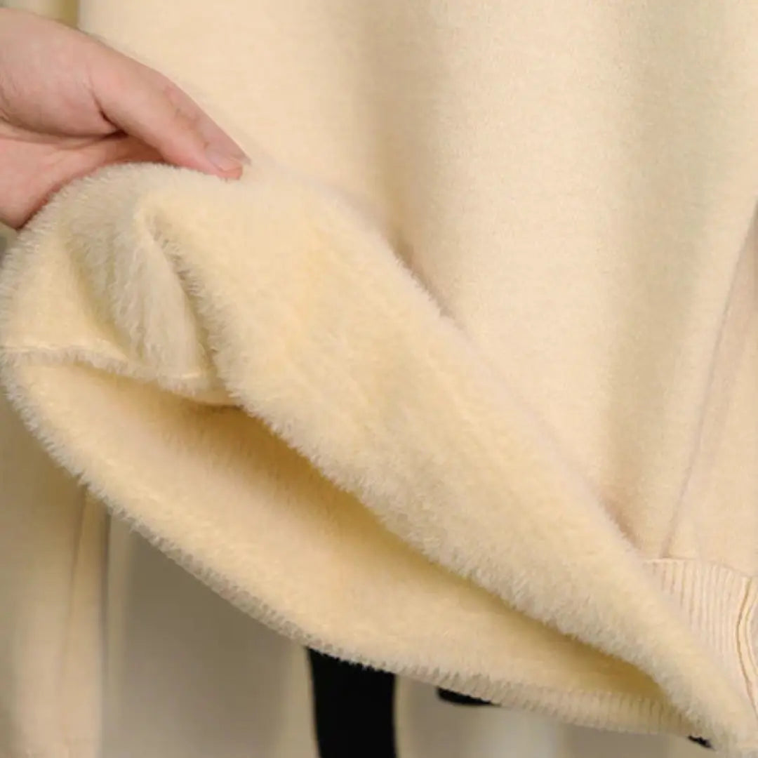 Fleece Knit Turtleneck Sweater for Women Azzoria