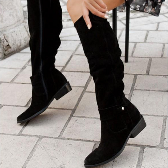 Folded Shaft Knee-High Boots for Women