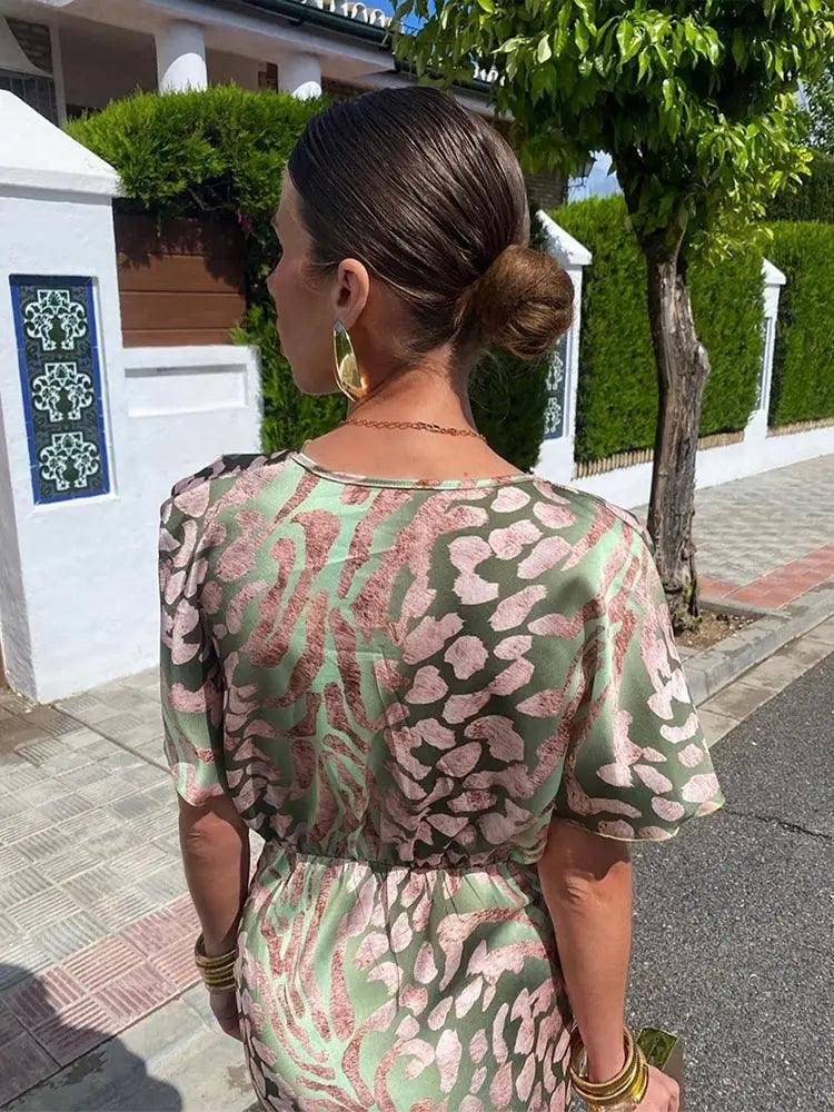 Gloss Finish Twist Midi Dress for Women