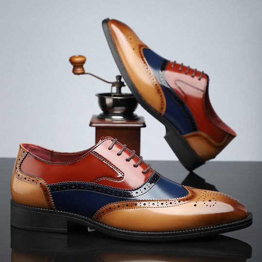 Glossy Wingtip Brogue Shoes for Men