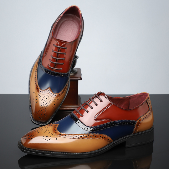 Glossy Wingtip Brogue Shoes for Men