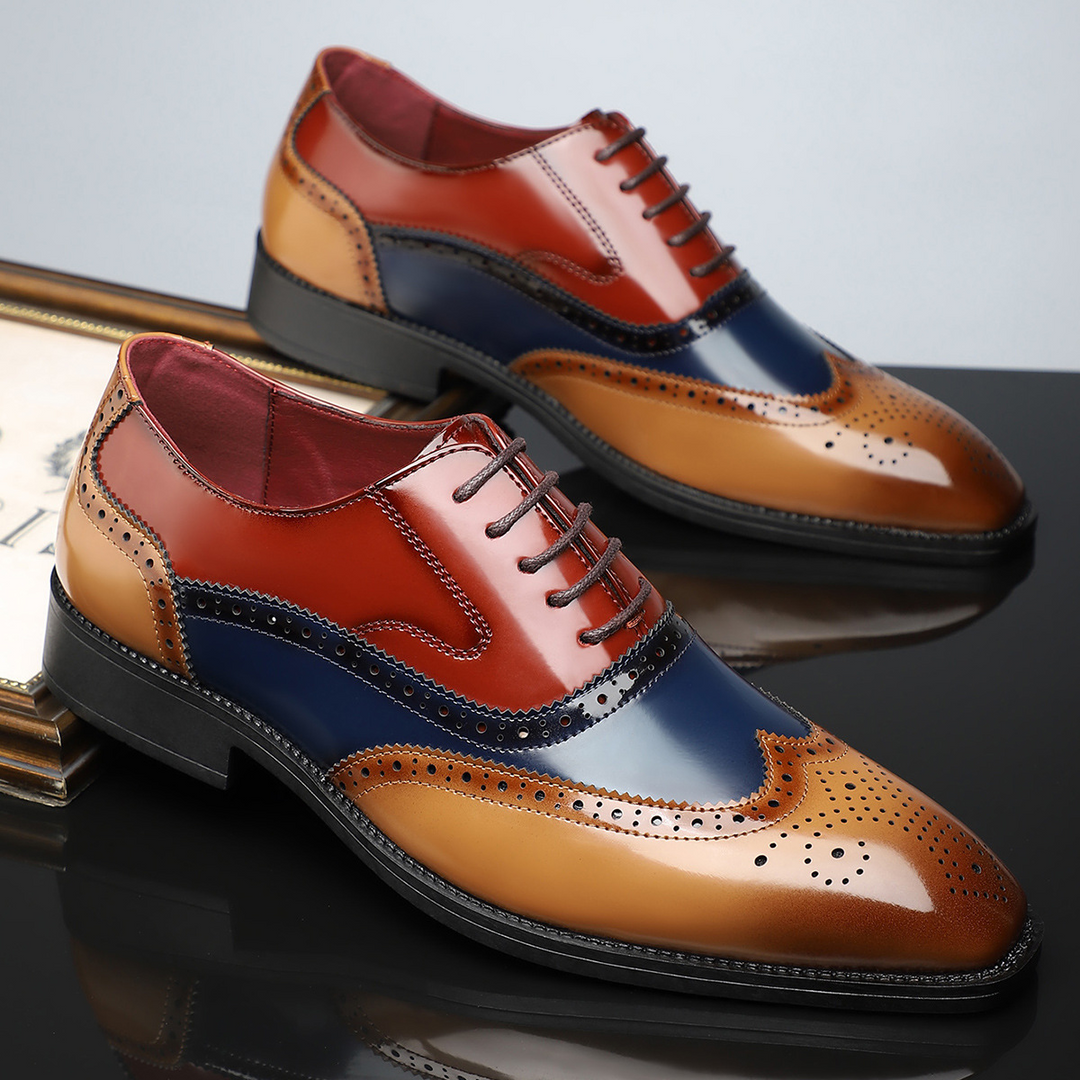 Glossy Wingtip Brogue Shoes for Men