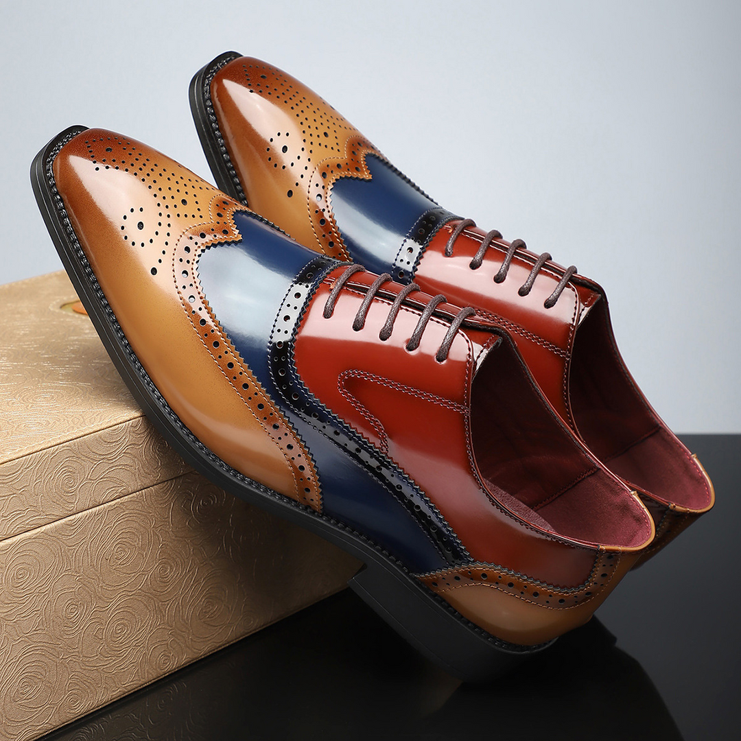 Glossy Wingtip Brogue Shoes for Men