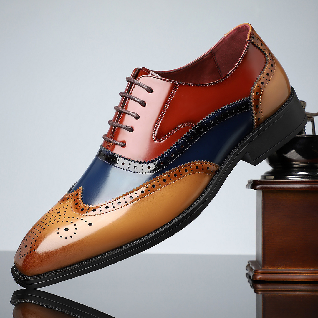 Glossy Wingtip Brogue Shoes for Men