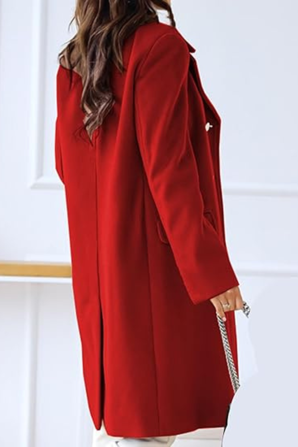 Gold Button Long Coat for Women