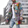 Graphic Long Coat for Men Azzoria