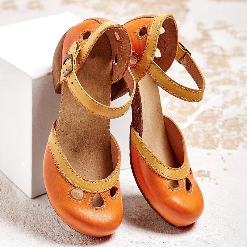 Heeled Sandals for Women – Block Heel & Cut-Out Upper