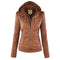 Hooded Leather Jacket for Women