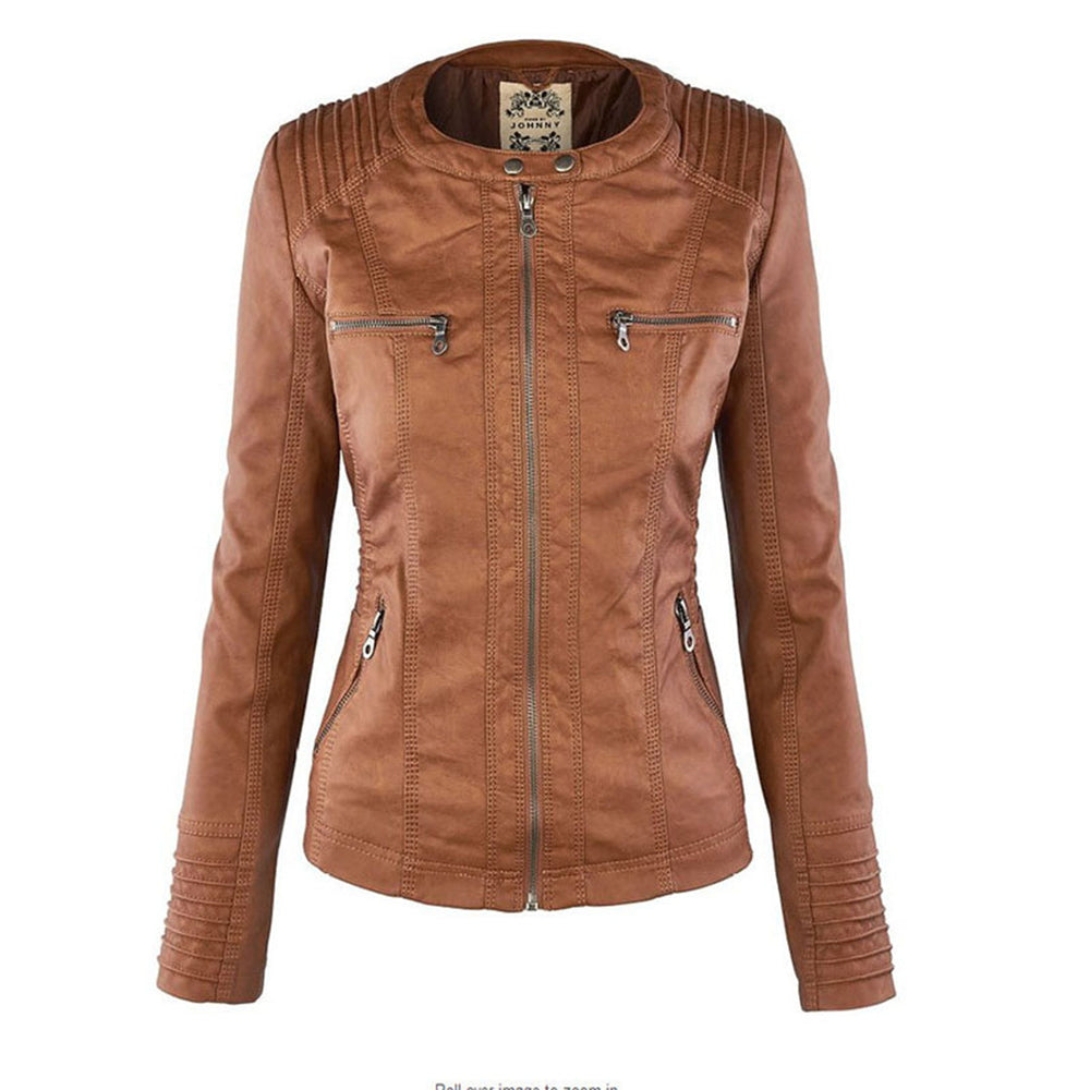 Hooded Leather Jacket for Women