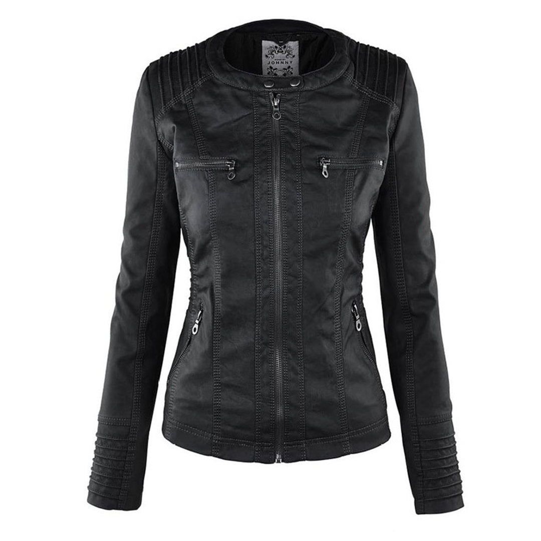 Hooded Leather Jacket for Women