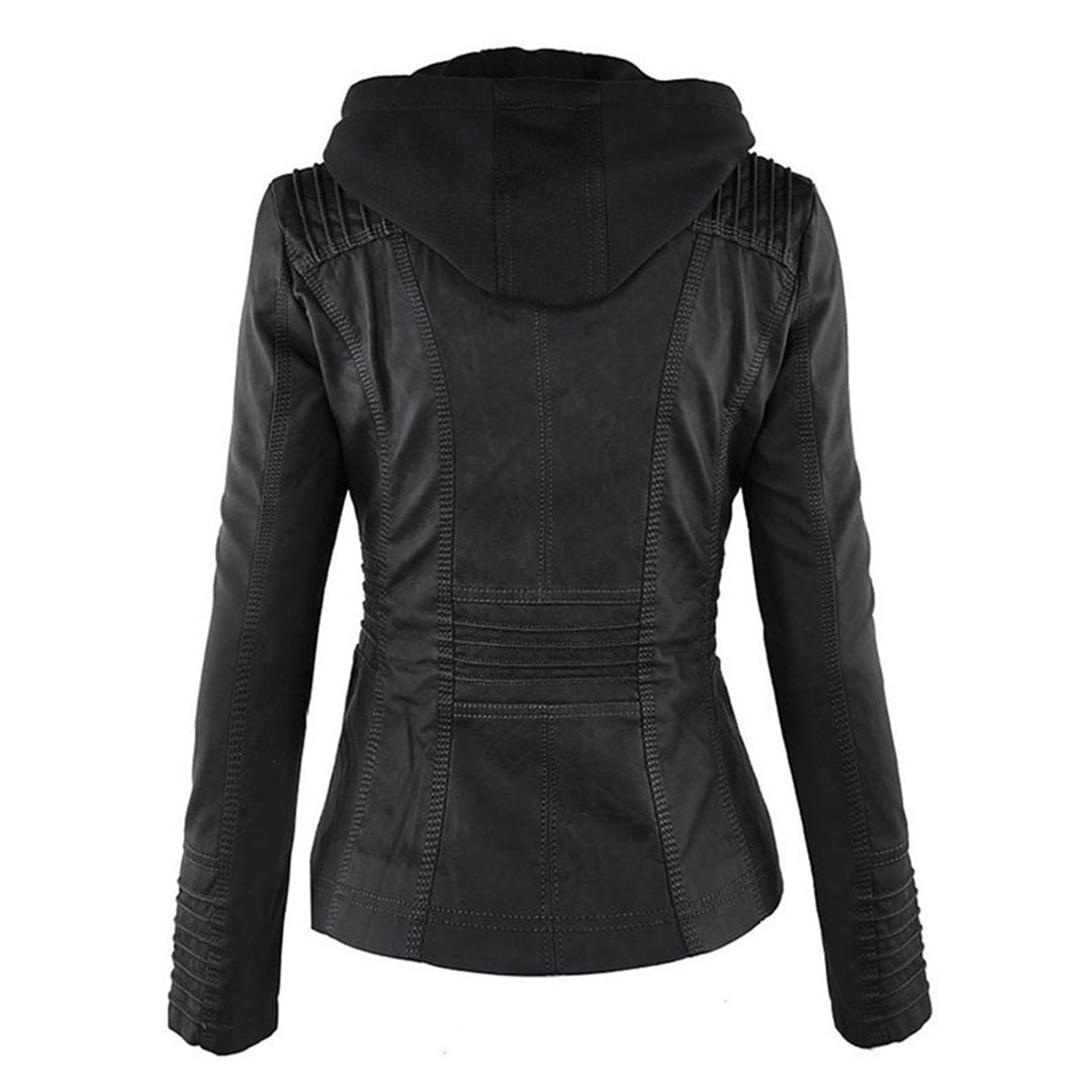 Hooded Leather Jacket for Women