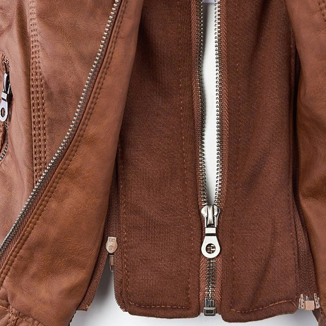 Hooded Leather Jacket for Women