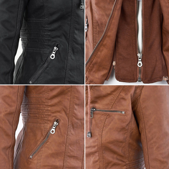 Hooded Leather Jacket for Women
