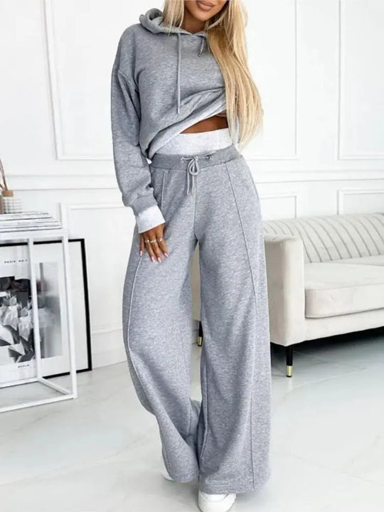 Hoodie and Drawstring Trousers Lounge Set for Women Azzoria