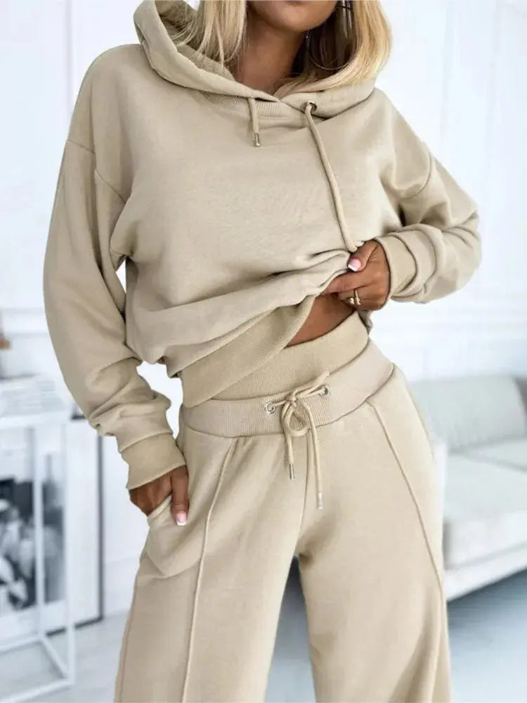 Hoodie and Drawstring Trousers Lounge Set for Women Azzoria
