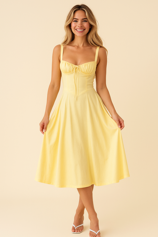 Lace-Up Back Midi Dress for Women